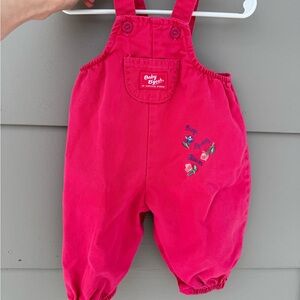 OshKosh B'gosh Hot Pink Corduroy Overalls with Floral Embroidery